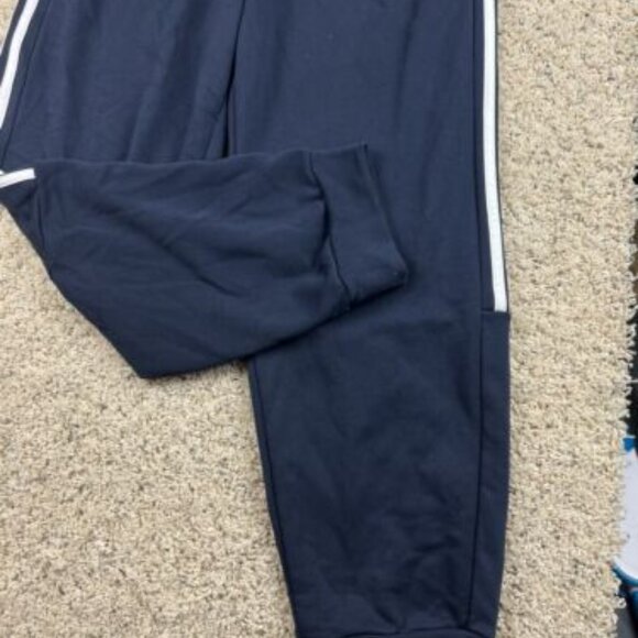 adidas Climalite Mens LARGE Blue Activewear Workout Jogging Pants 3 Striped - Picture 3 of 5
